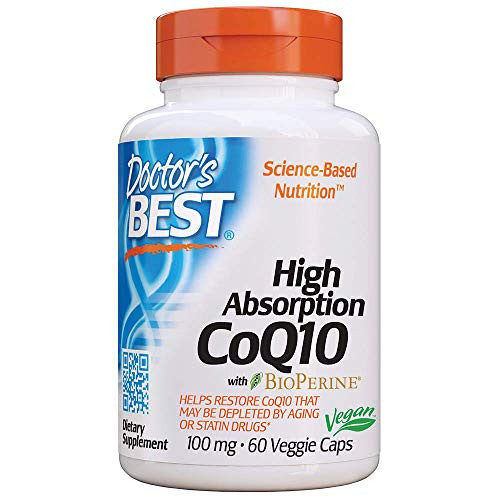 Doctors Best High Absorption CoQ10 100 mg with Bioperine Vegetable Capsules, 60 Ea